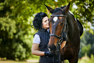 Image showing beautiful girl with horse