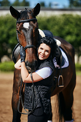 Image showing beautiful girl with horse