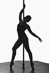 Image showing beautiful pole dancer girl silhouette