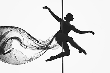 Image showing beautiful pole dancer girl silhouette