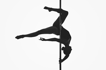 Image showing beautiful pole dancer girl silhouette