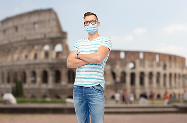 Image showing man wearing protective medical mask in italy