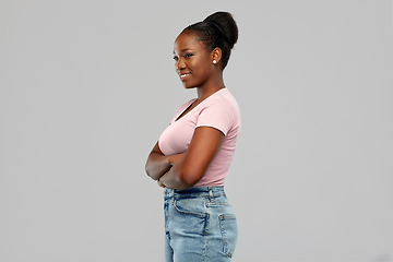 Image showing confident african american woman with crossed arms