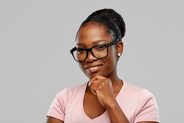 Image showing happy smiling african american woman in glasses