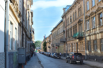 Image showing street in Lviv with parked cars