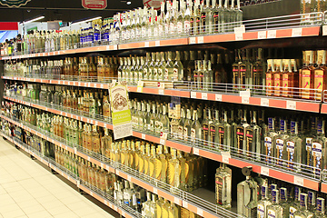 Image showing vodka department in supermarket
