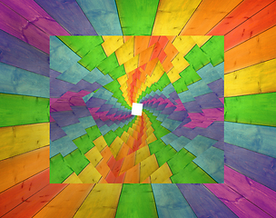 Image showing abstraction from wooden boards in multicolored pattern