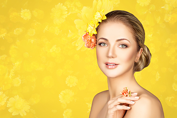 Image showing beautiful girl with flowers on head