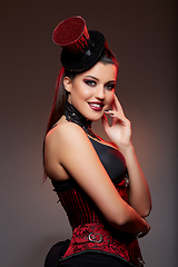 Image showing beautiful girl in cabaret style outfit