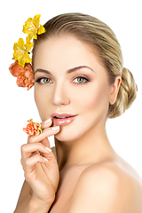 Image showing beautiful girl with flowers on head