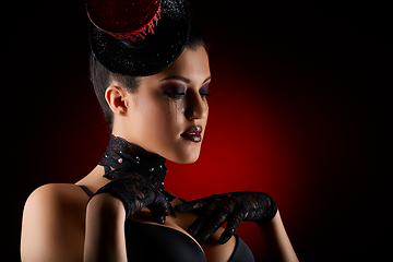 Image showing beautiful girl in cabaret style outfit