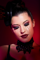 Image showing beautiful girl in cabaret style outfit