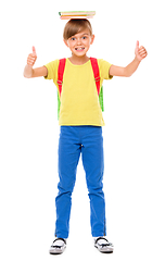 Image showing Portrait of a cute little schoolgirl with backpack