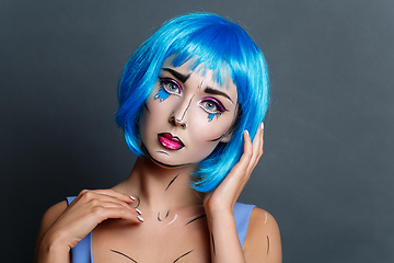 Image showing beautiful girl with pop art makeup