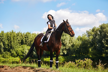 Image showing beautiful girl with horse