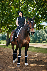 Image showing beautiful girl with horse