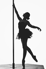 Image showing beautiful pole dancer girl silhouette