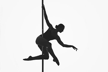 Image showing beautiful pole dancer girl silhouette