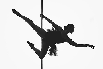 Image showing beautiful pole dancer girl silhouette