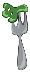 Image showing Fork with broccoli vector color illustration.