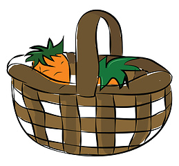 Image showing Clipart of a beautiful vegetable basket carrying few sleeping ca