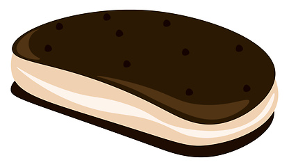 Image showing A two-layered ice cream sandwich with chocolate vanilla and stra