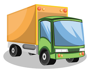 Image showing Green and yellow transporting truck vector illustration on white