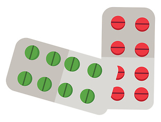 Image showing Various tablets and capsules to cure illness vector color drawin