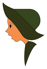 Image showing A little boy with his mouth opened is dressed in a green costume