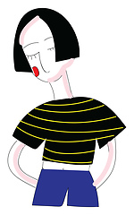 Image showing Girl with short hair illustration color vector on white backgrou