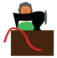 Image showing Clipart of a person sitting with sewing machine showcasing as dr