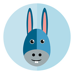 Image showing Face of little donkey with its big ears and two bunny teeth vect
