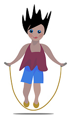 Image showing Clipart of a small girl playing in a jumping rope vector or colo