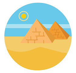 Image showing The landscape of pyramids and the rising sun vector or color ill