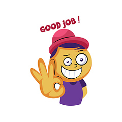 Image showing Yellow guy saying Good job vector illustration on a white backgr