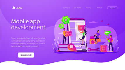 Image showing Mobile application development landing page template