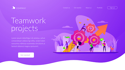 Image showing Teamwork power landing page template