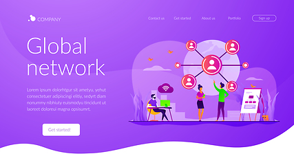 Image showing Global network connection landing page template