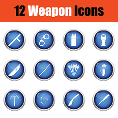 Image showing Set of twelve weapon icons. 