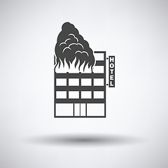 Image showing Hotel building in fire icon