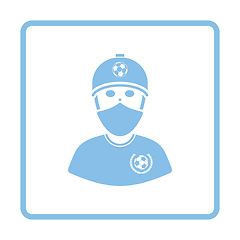 Image showing Football fan with covered  face by scarf icon