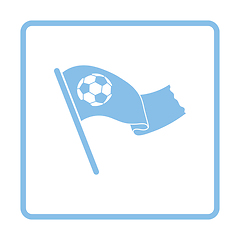 Image showing Football fans waving flag with soccer ball icon