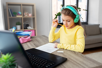 Image showing student girl doing school test at home