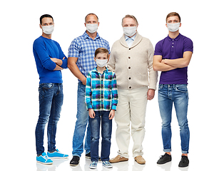 Image showing group of men and boy in medical masks