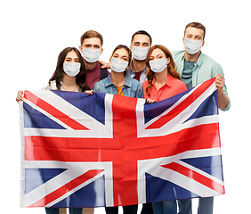 Image showing people in medical masks with british flag