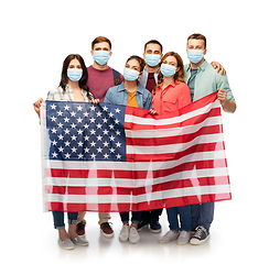 Image showing people in medical masks with American flag