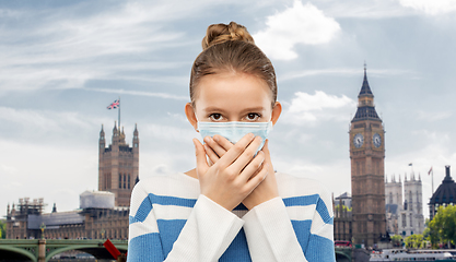 Image showing teenage girl in protective medical mask in london