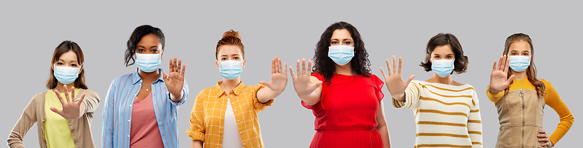 Image showing women in medical masks for protection from virus