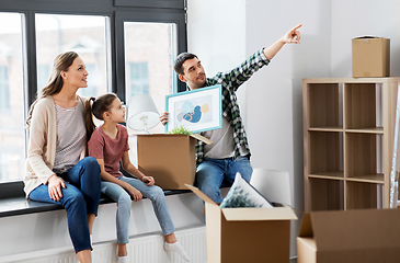 Image showing happy family with child moving to new home