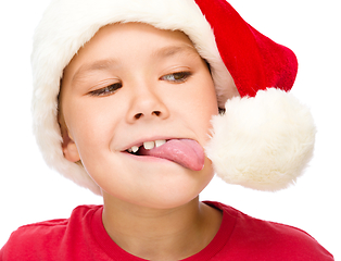 Image showing Little girl in santa hat